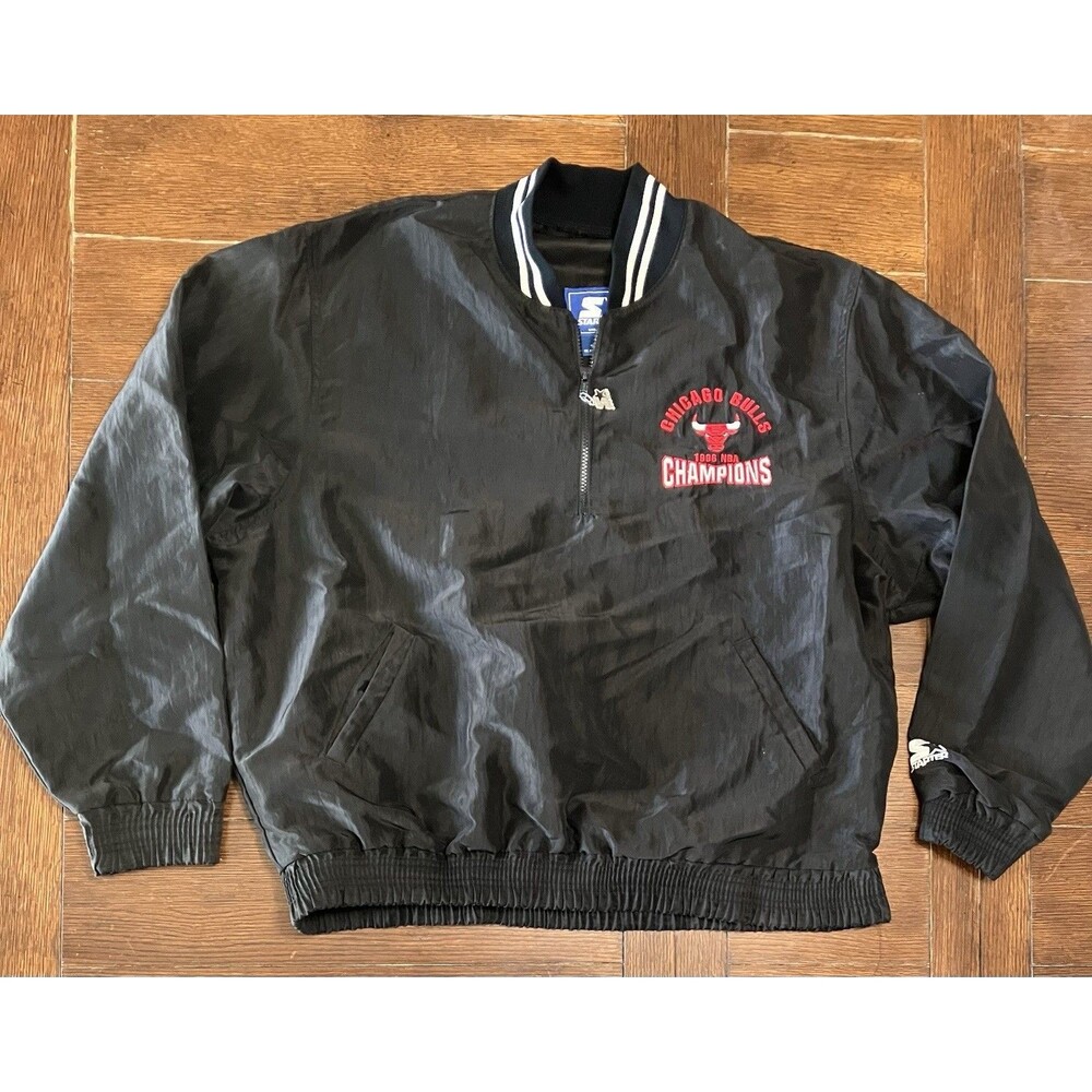 Vtg Made in USA CHICAGO BULLS 1996 NBA CHAMPIONS STARTER XL Pullover Jacket